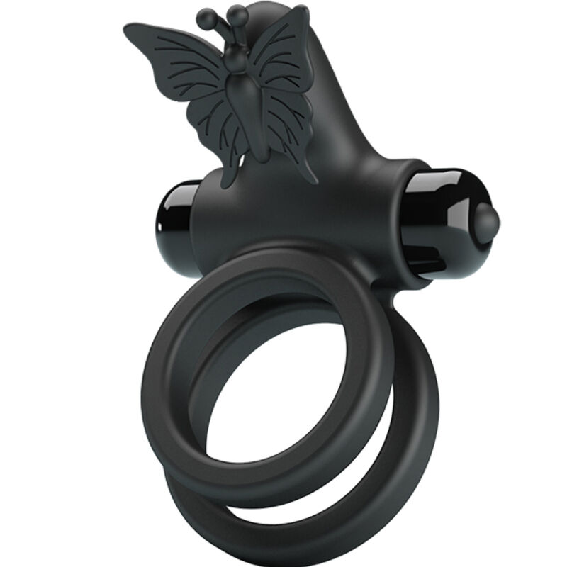 Anel vibrador duplo com estimulador preto