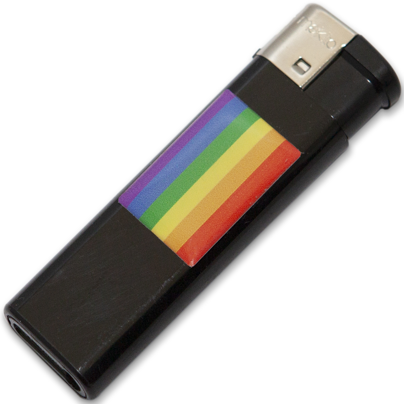 Isqueiro Preto com Bandeira LGBT
