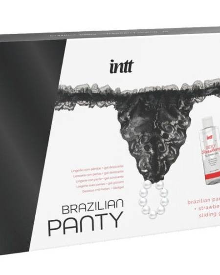 INTT RELEASES Panty Brasileira Preta com Pérolas e Gel Lubrificante