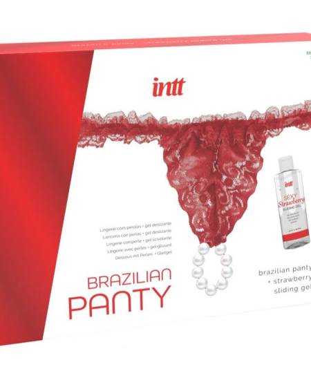 Pantalete Brasileira Vermelha com Perlas e Gel Lubrificante