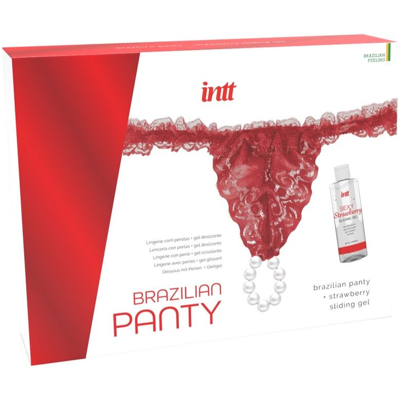 Pantalete Brasileira Vermelha com Perlas e Gel Lubrificante