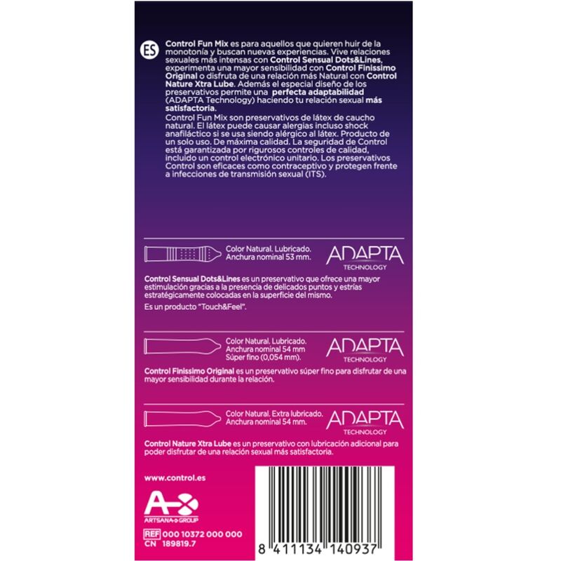 Pacote de preservativos CONTROL FEEL FUN MIX 6 UDS