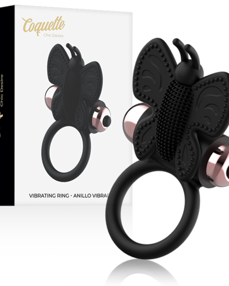 COQUETTE CHIC DESIRE - COCK RING BUTTERFLY ANILLO VIBRADOR NEGRO / GOLD