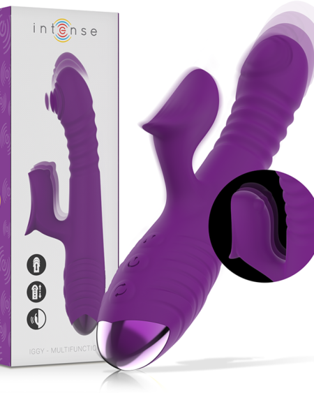 Vibrador IGGY da INTENSE na cor roxa com estimulador de clítoris