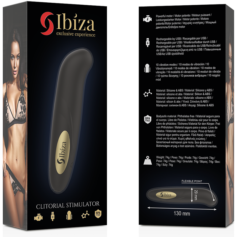 IBIZA - ESTIMULADOR TRAVEL RECARGABLE 10 MODOS DE VIBRACIÓN 13 X 2,9 CM