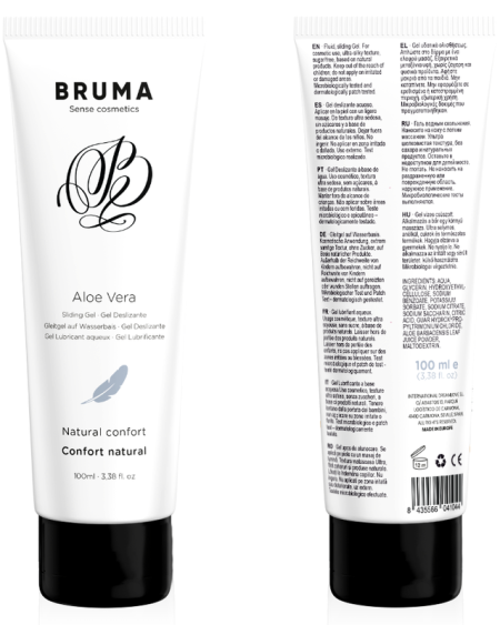 Lubrificante BRUMA com aloé vera, à base de água, disponível em 100 ml e 6 ml