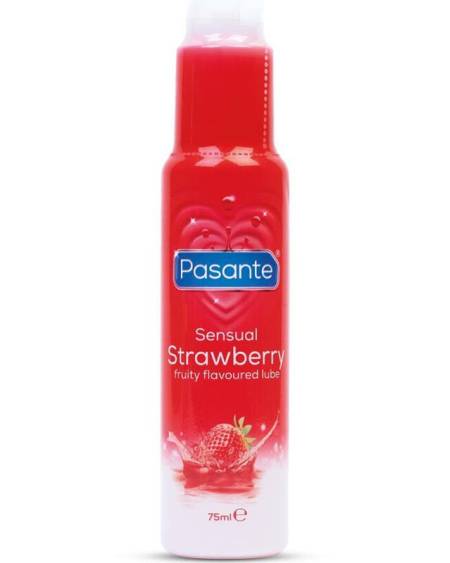 Gel lubrificante PASANTE com sabor a morango, embalagem de 75 ml com dispensador