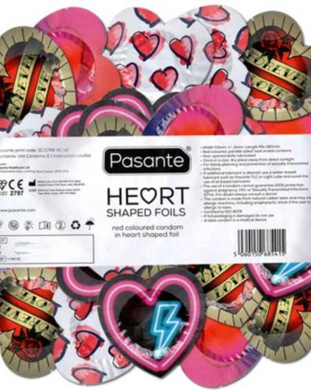 PASANTE - PRESERVATIVO ROJO FORMA CORAZON BOLSA 144 UNIDADES