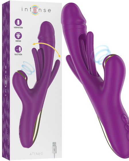 INTENSE - ATENEO VIBRADOR MULTIFUNCIÓN RECARGABLE 7 VIBRACIÓNES CON LENGUA OSCILANTE Y SUCCIONADOR MORADO