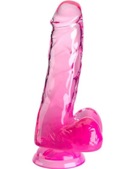 KING COCK - CLEAR PENE REALÍSTICO CON TESTÍCULOS 13.5 CM ROSA