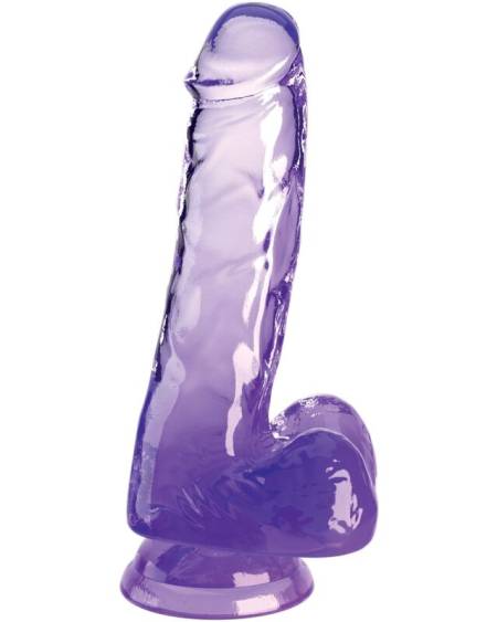 KING COCK - CLEAR PENE REALÍSTICO CON TESTÍCULOS 13.5 CM MORADO