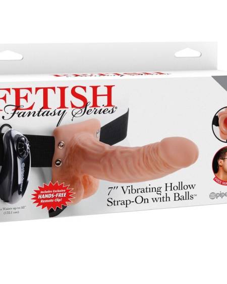 FETISH FANTASY SERIES - ARNÉS AJUSTABLE CONTROL REMOTO PENE REALÍSTICO CON TESTÍCULOS 17.8 CM
