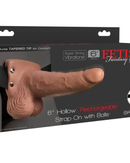 FETISH FANTASY SERIES - ARNÉS AJUSTABLE PENE REALÍSTICO CON TESTÍCULOS RECARGABLE Y VIBRADOR 15 CM