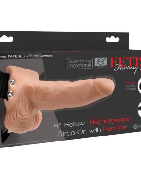 FETISH FANTASY SERIES - ARNÉS AJUSTABLE CONTROL REMOTO PENE REALÍSTICO CON TESTÍCULOS RECARGABLE Y VIBRADOR 15 CM