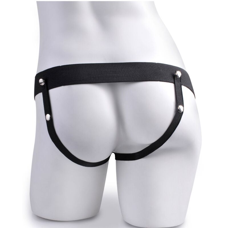FETISH FANTASY SERIES - ARNÉS AJUSTABLE CONTROL REMOTO PENE REALÍSTICO CON TESTÍCULOS RECARGABLE Y VIBRADOR 15 CM