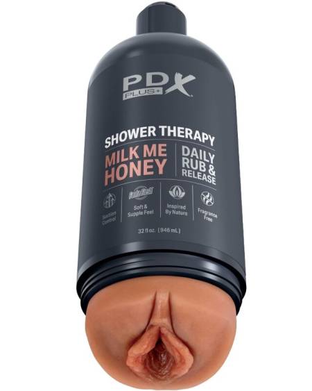 PDX PLUS - MASTURBADOR STROKER DISEÑO DISCRETO DE BOTE CHAMPU MILK ME HONEY CARAMELO