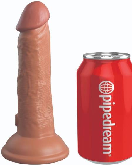 KING COCK - ÉLITE DILDO REALÍSTICO VIBRADOR & SILICONA 15.2 CM CARAMELO