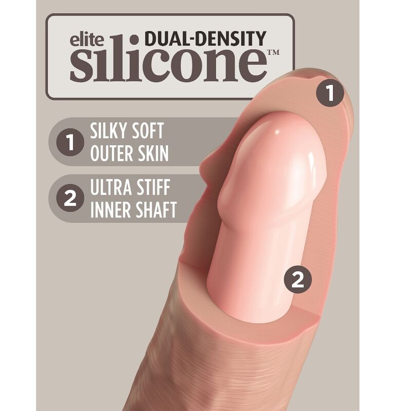 KING COCK - ÉLITE DILDO REALÍSTICO VIBRADOR & SILICONA CONTROL REMOTO 23 CM
