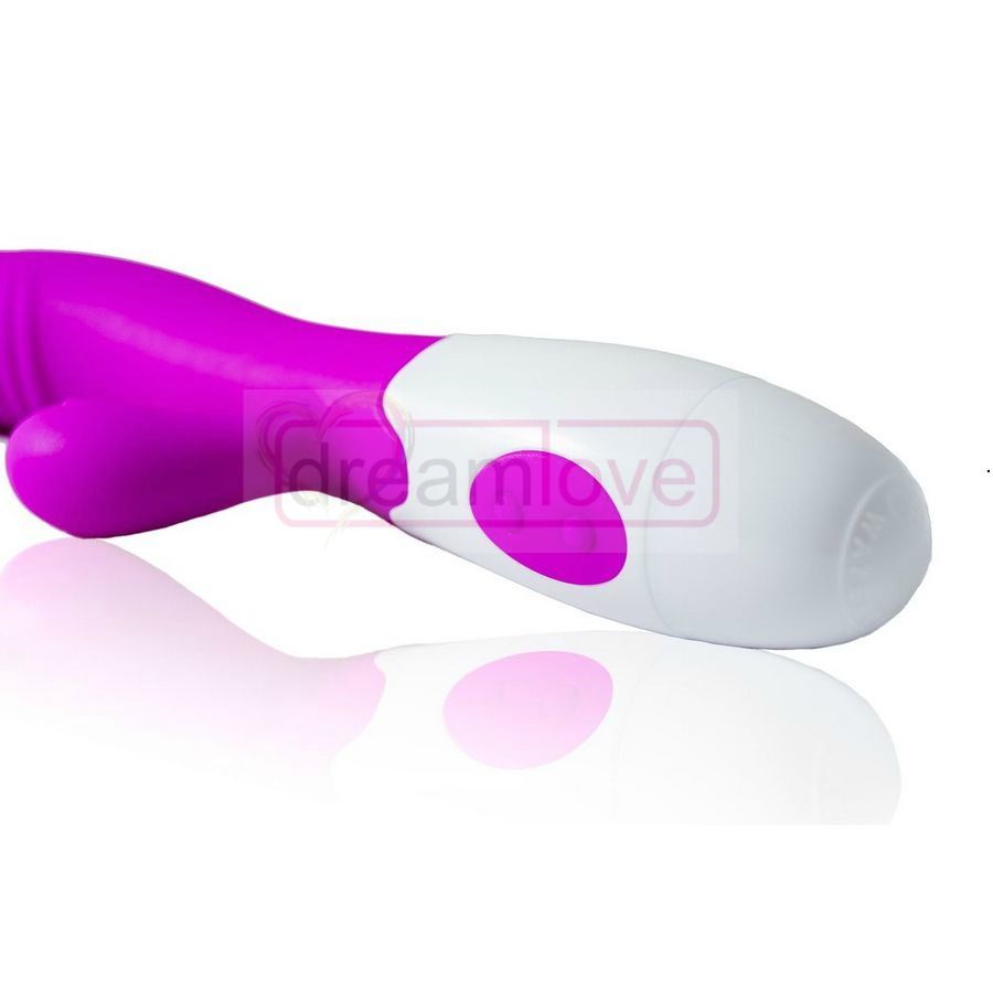 Vibrador elegantemente desenhado em lila e branco para estimulação do clítoris