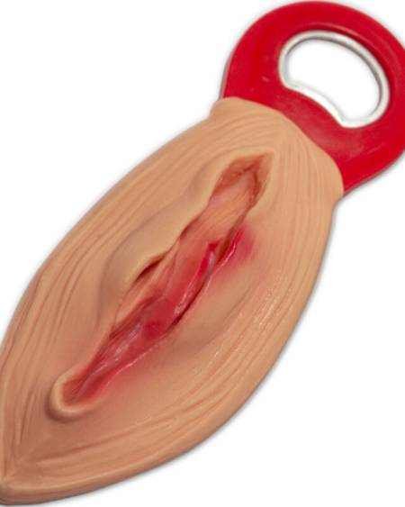 Abridor com forma de vagina colorido