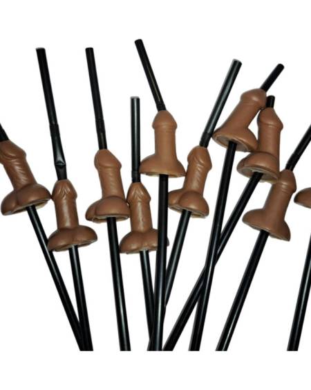 DIABLO PICANTE - BOLSA 10 PAJITAS PENE NEGRO