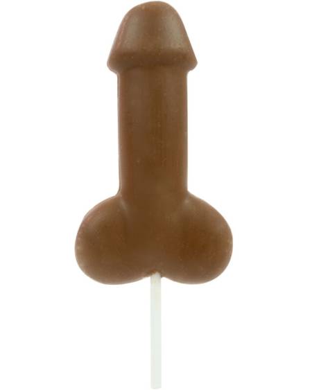 Pirulito em forma de pénis feito de chocolate com leite