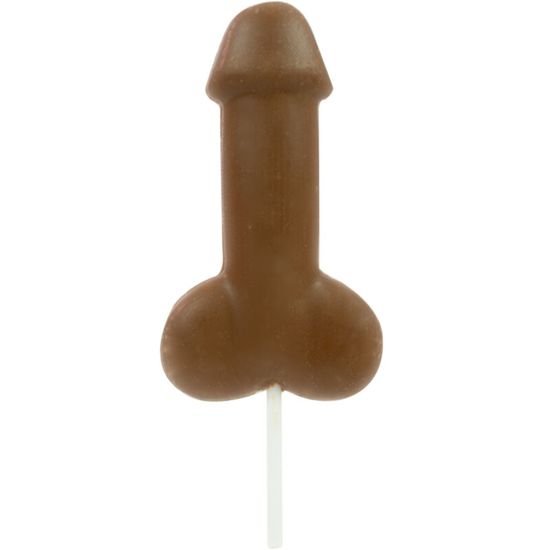 Pirulito em forma de pénis feito de chocolate com leite