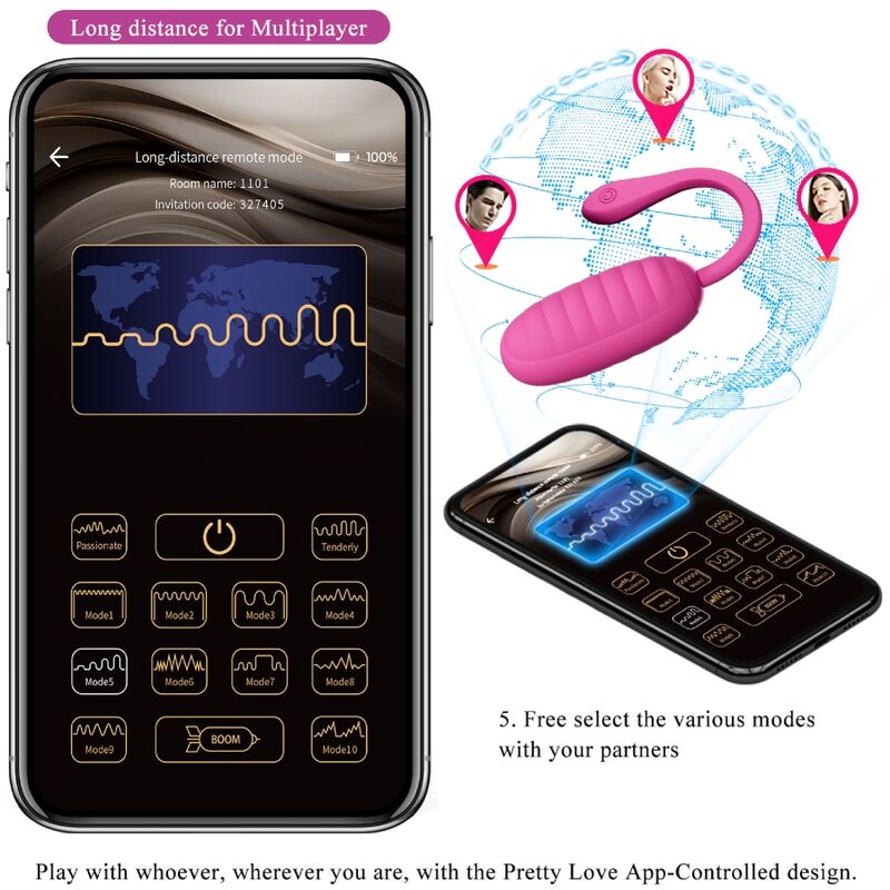 PRETTY LOVE - CATALINA HUEVO VIBRADOR RECARGABLE ROSA APP GRATUITA