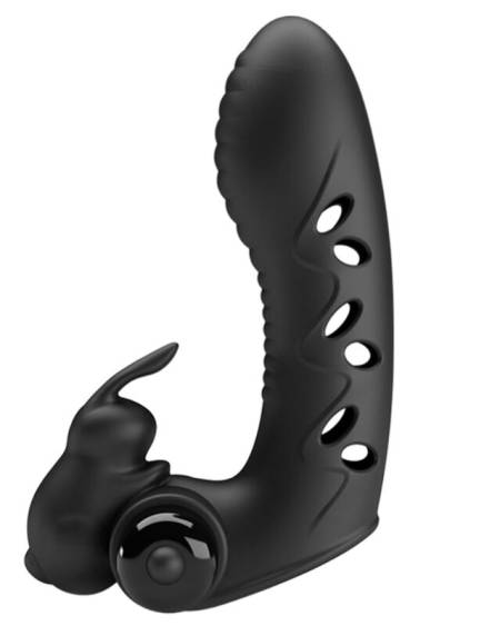 Capa dedo vibrador coelho preto da Pretty Love