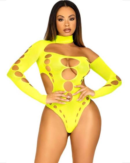 LEG AVENUE - BODY SIN COSTRURAS CON TANGA AMARILLO