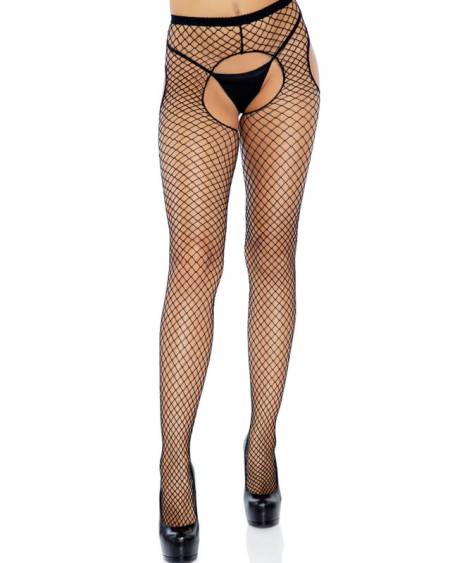 LEG AVENUE - MEDIAS DE RED CROTCHLESS NEGRO