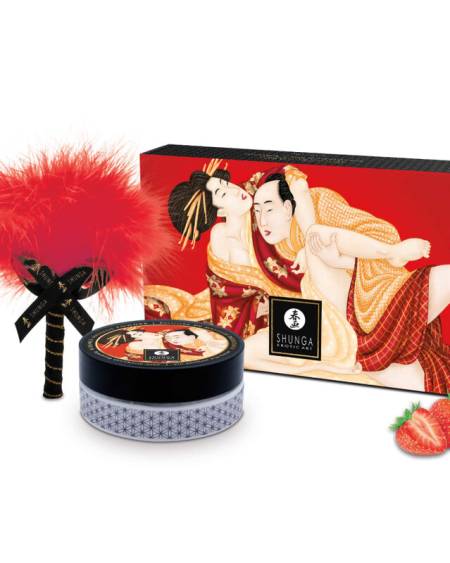 SHUNGA - KIT POLVOS DE MASAJE COMESTIBLE FRESA
