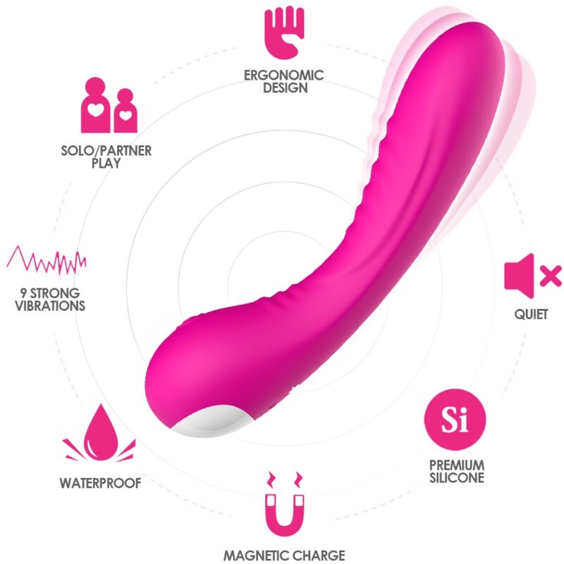 Vibrador Legend da ARMONY, curvo e flexível, disponível em fúcsia e violeta