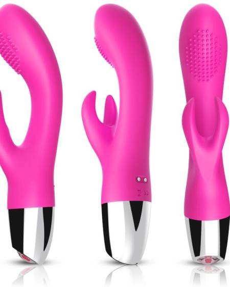 Vibrador coelho ARMONY de design esguio e curvo, nas cores fúcsia e violeta