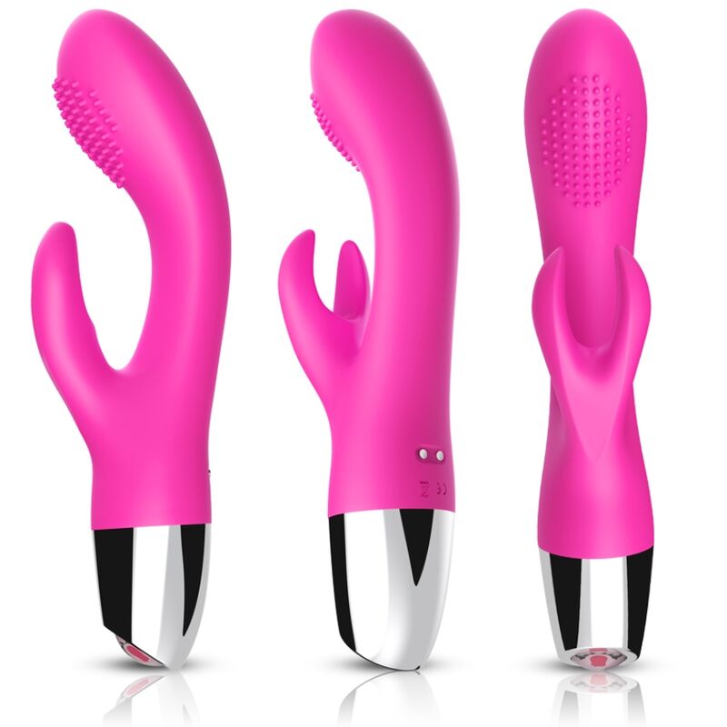Vibrador coelho ARMONY de design esguio e curvo, nas cores fúcsia e violeta