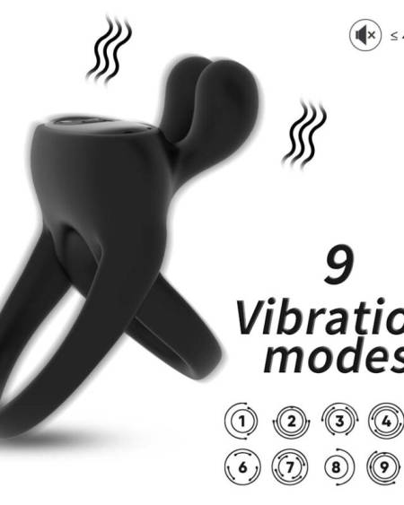 Anel vibrador rabbit ARMONY em silicone médico preto