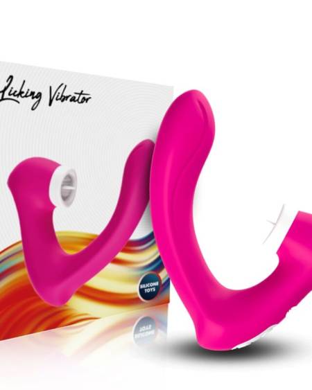 ARMONY - SECRETKISS ESTIMULADOR CON LENGUA CLITORIS & VIBRADOR CURVO FUCSIA
