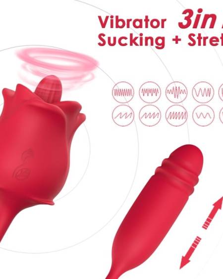 ARMONY - ROSA 3 EN 1, ESTIMULADOR, SUCCIONADOR Y UP&DOWN CON COLA ROJO