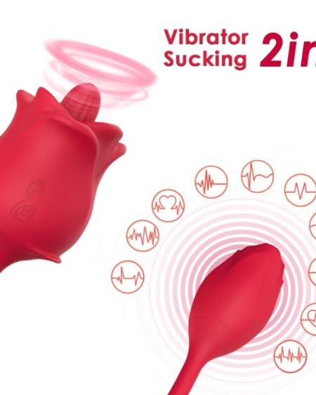 ARMONY - ROSA 2 EN 1 ESTIMULADOR SUCCIONADOR & VIBRADOR 10 MODOS CON COLA ROJO