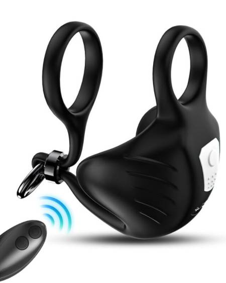 Anel vibrador testículos com controle remoto da ARMONY, na cor preta.