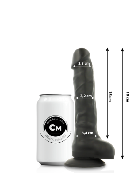 COCK MILLER - DILDO REALÍSTICO SILICONA DENSITY ARTICULABLE NEGRO 18 CM