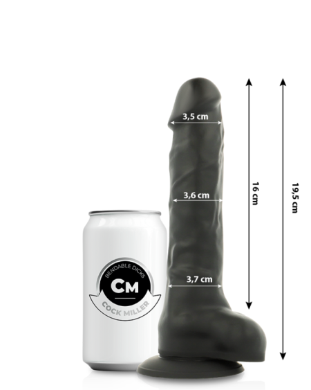 COCK MILLER - DILDO REALÍSTICO SILICONA DENSITY ARTICULABLE NEGRO 19.5 CM