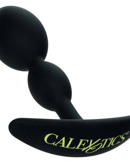 Plug anal Boundless 2X da CALEXOTICS, em silicone, com formato de lágrima e base com pega.