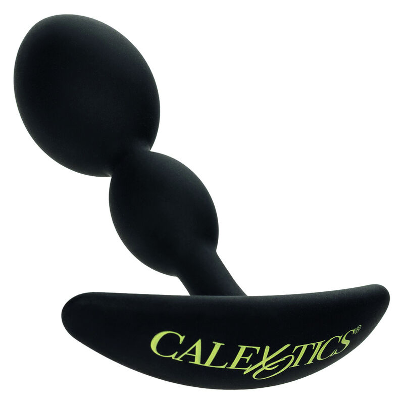 Plug anal Boundless 2X da CALEXOTICS, em silicone, com formato de lágrima e base com pega.