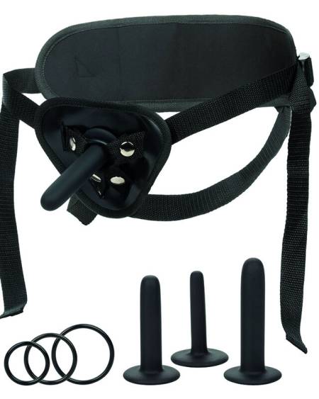 Kit Boundless da CALEXOTICS com arnês ajustável, três sondas de silicone e três anéis de suporte