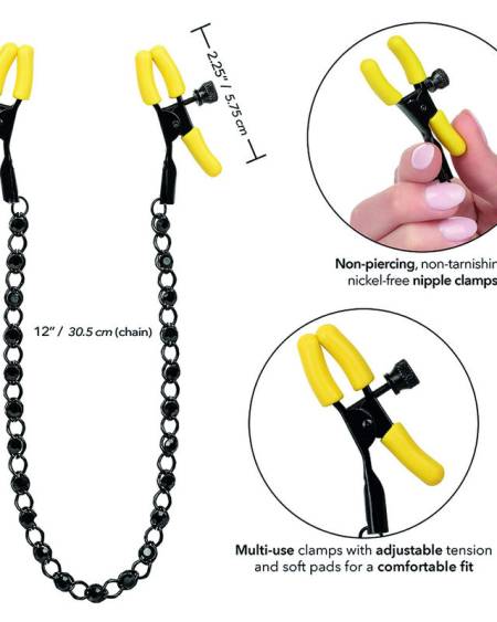 Pinças para mamilos CalExotics Boundless ajustáveis, com corrente e cristais