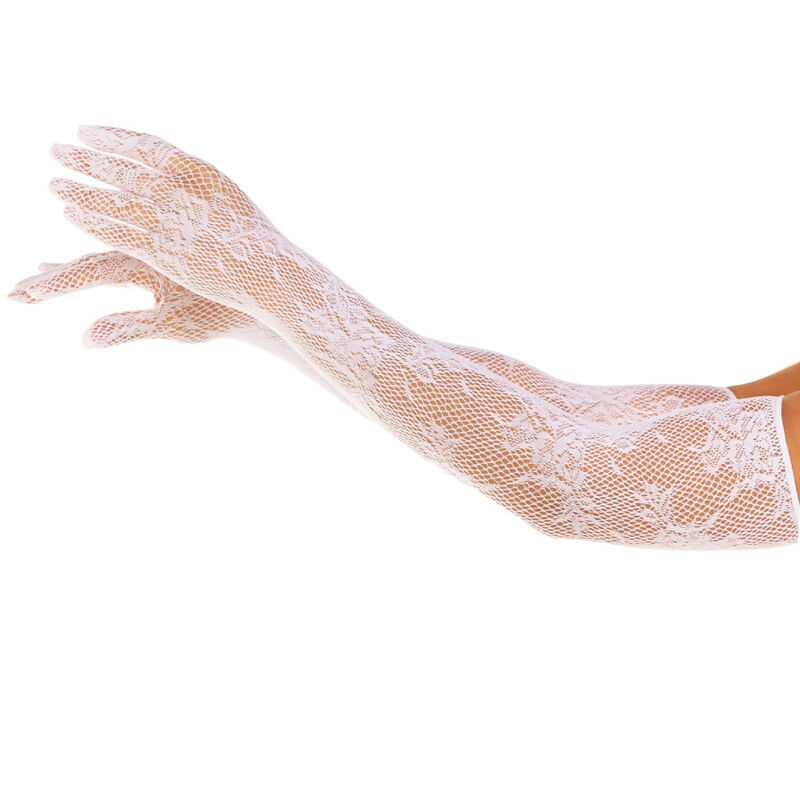 LEG AVENUE - GUANTES RED FLORAL BLANCO - BLANCO