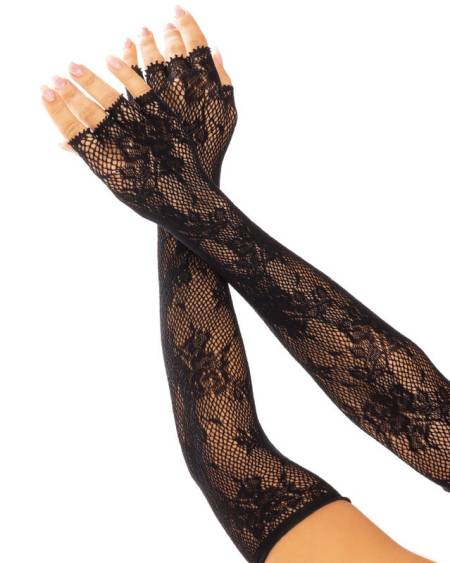 Luvas de rede floral sem dedos da LEG AVENUE