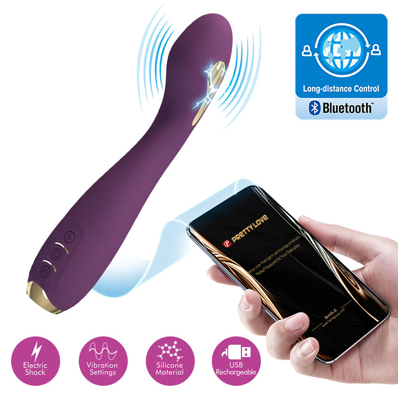 Vibrador PRETTY LOVE Hector lilás, com controlo por aplicação e estimulação elétrica