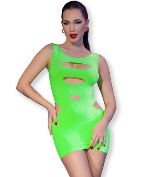 Vestido mini verde CHILIROSE CR 4621 sem costuras e com aberturas